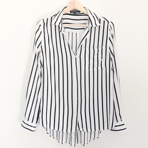 Velvet Heart Tops - Velvet Heart Elisa Striped Button Down Blouse Sz S